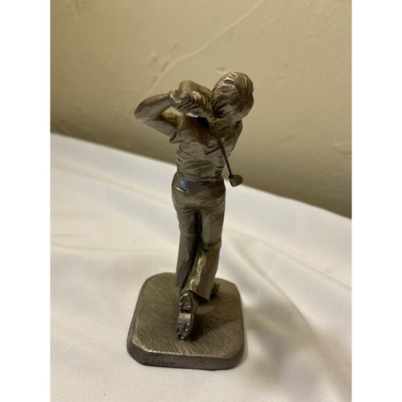 RARE! 1982 Golf Statue Metal Golfing Tee Men's P. Davis Pewter Figurine Miller - Picture 3 of 10